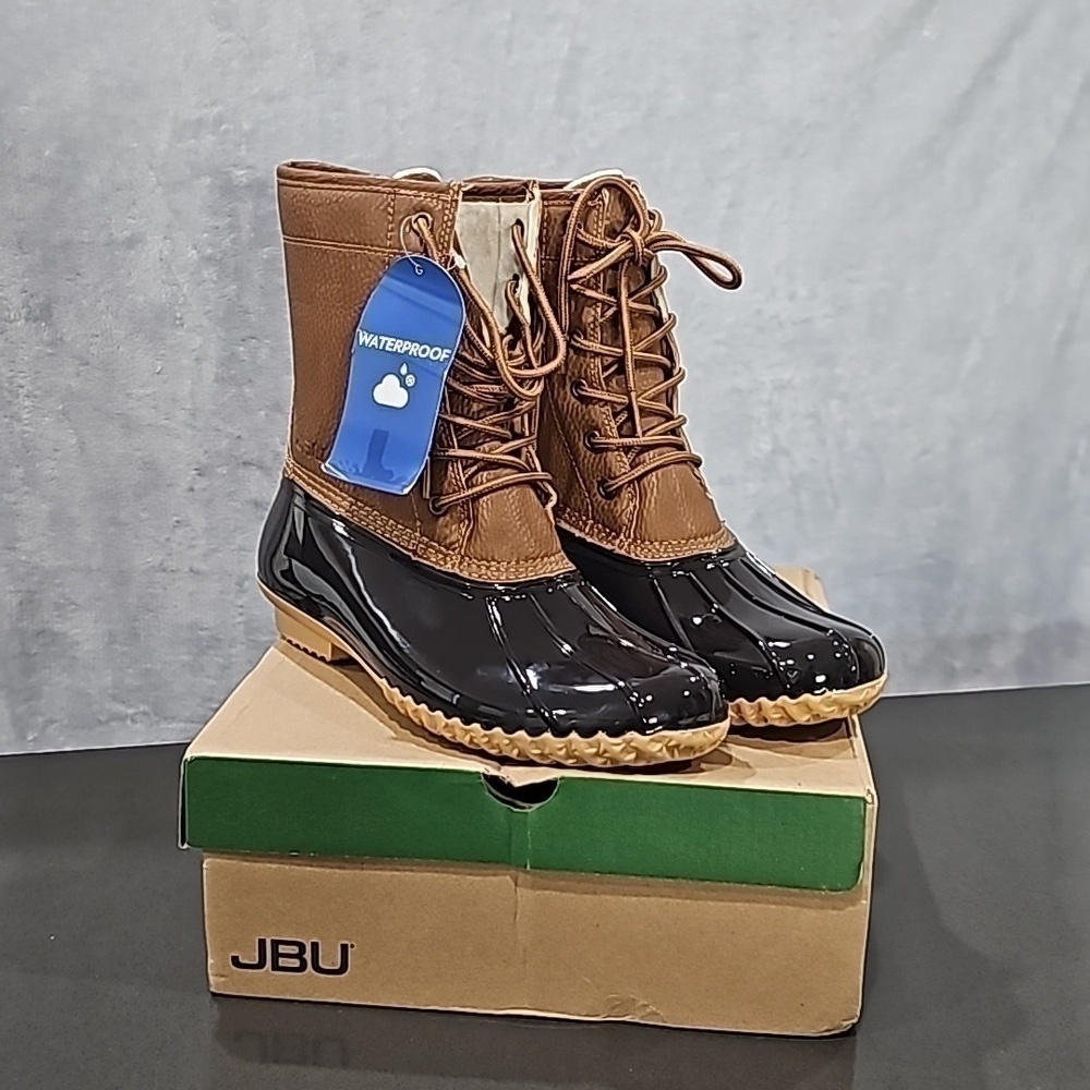 JBU Women's Faux Leather Chocolate Brown Rain Boots